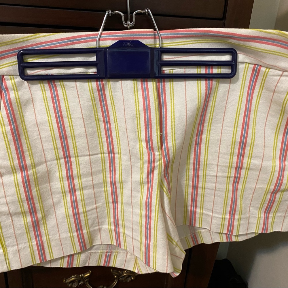 LOFT White Shorts with Pink and Yellow Stripes